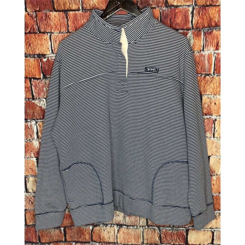 State of Mine Georgia Blue Stripe Striped Women’s XXL Henley Pullover Sweatshirt